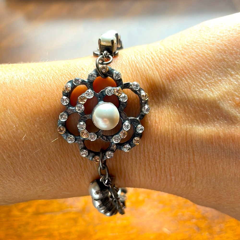 Rebekah Price rosette bracelet, elegant costume jewellery, fits various sizes